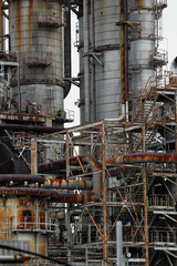 Structure of oil refinery plant in industrial area