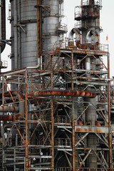 Structure of oil refinery plant in industrial area