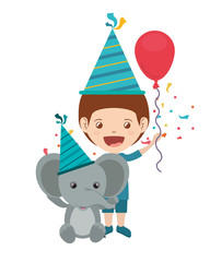 boy with elephant in birthday celebration