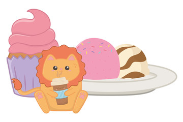 Isolated kawaii of lion cartoon design
