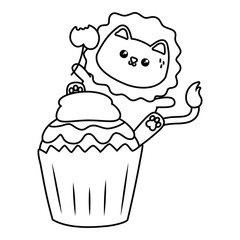 Kawaii of lion cartoon design