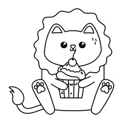 Kawaii of lion cartoon design