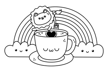 Kawaii of lion cartoon design