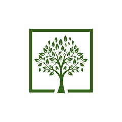 Tree icon concept of a stylized tree with leaves logo design vector template