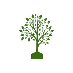 Tree icon concept of a stylized tree with leaves logo design vector template
