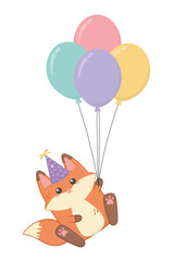 Obraz na płótnie Canvas Kawaii fox and happy birthday design