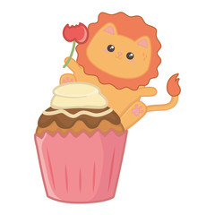 Isolated kawaii of lion cartoon design