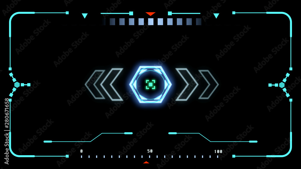 Poster HUD Futuristic Virtual Technology User Control Interface Screen Panel. Abstract Security UI Elements Illustration