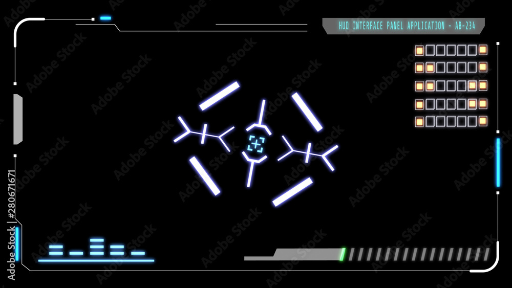 Poster HUD Futuristic Virtual Technology User Control Interface Screen Panel. Abstract Security UI Elements Illustration