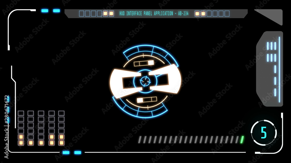 Poster HUD Futuristic Virtual Technology User Control Interface Screen Panel. Abstract Security UI Elements Illustration