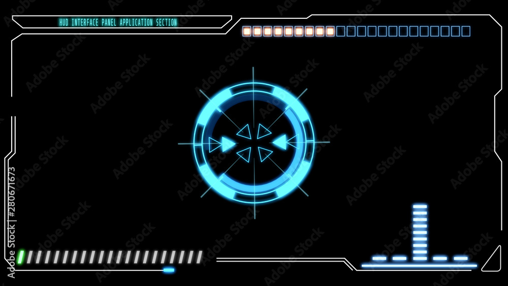 Poster HUD Futuristic Virtual Technology User Control Interface Screen Panel. Abstract Security UI Elements Illustration