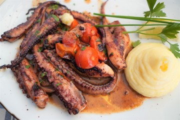 A grilled octopus in Slovenia