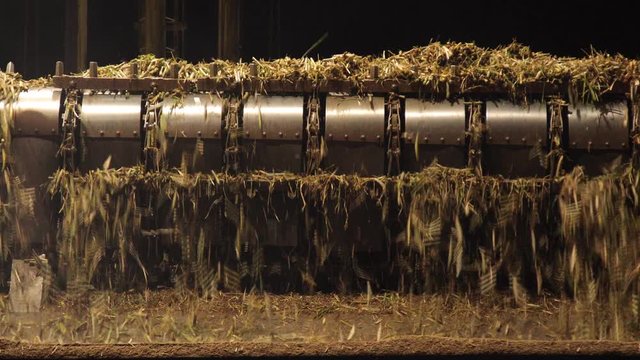 sugar factory industry line production cane process night