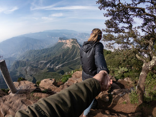 Naklejka premium follow me to The Famous Viewpoint of Cuatro Palos in Queretaro's Sierra