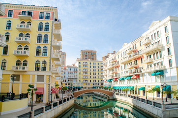 The Qanat Quartier is an intriguingly complex area in which a true Riviera lifestyle can be enjoyed. Located in the Pearl-Qatar in Doha.