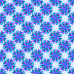 abstract pink and dark blue flowers on a light blue background