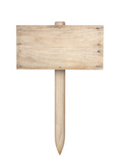 Wooden sign isolated on white background