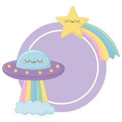 Kawaii of ufo cartoon design