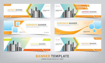 set of corporate blue banner template, vector illustration