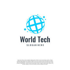 World Tech logo designs concept vector, Globe logo template symbol
