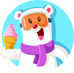 Cartoon Penguin Holding Delicious Ice Cream
