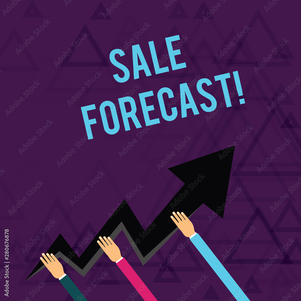 Poster writing note showing sale forecast. business concept for the process of estimating future transactio