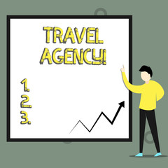 Conceptual hand writing showing Travel Agency. Concept meaning Agency that makes the necessary arrangements for travelers