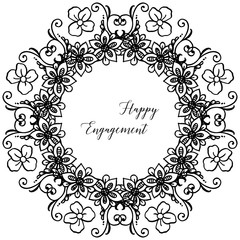 Invitation happy engagement, design elegant card, decoration beautiful flower frame. Vector
