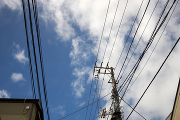 電線・電柱・晴れ・奥行き