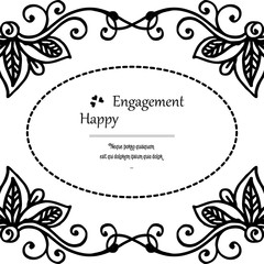 Invitation happy engagement, design elegant card, decoration beautiful flower frame. Vector