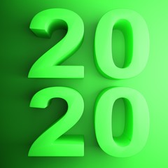 2020 green square icon - 3D rendering illustration