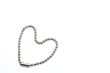Ball Chain Key Ring, White background.
