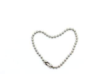 Ball Chain Key Ring, White background.