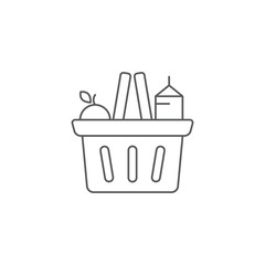 Grocery shopping basket vector icon symbol isolated on white background