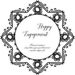 Invitation happy engagement card, floral ornament, with vintage frame. Vector