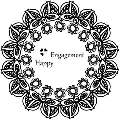 Shape circle flower frame, design vintage card happy engagement. Vector