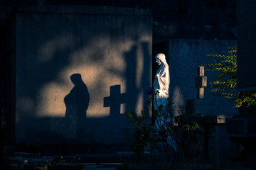 shadows in the cemetery