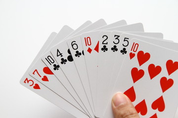 Poker card on white background