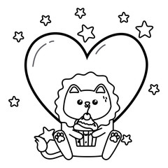 Kawaii of lion cartoon design