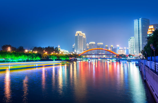 Tianjin City, China, night view