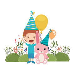 boy with bunny in birthday celebration