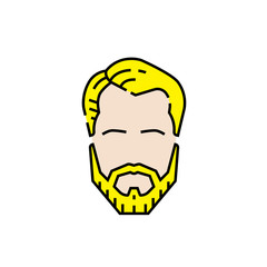 Male head portrait line icon. Blonde beard man symbol. Vector illustration.