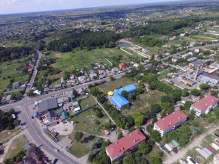 Aerial view of the Saburb landscape (drone image). Kiev Region