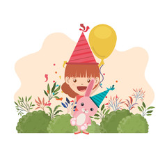 girl with bunny in birthday celebration