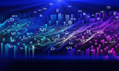 Abstract analysis infographics. Bright flow of the data. Big data concept.
