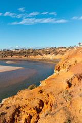 Fototapeta na wymiar Coastline view with rock cliff at Port Noarlunga. Adelaide, South Australia.