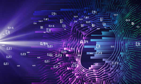Abstract analysis infographics. Color radial net view of the data array. Big data concept.