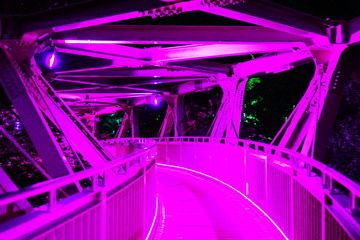 鶴仙渓　あやとり橋のライトアップ
