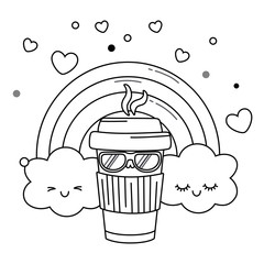 Kawaii of coffee mug cartoon design