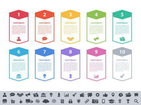 Infographic design business concept vector illustration with 10 steps or options or processes represent work flow or diagram